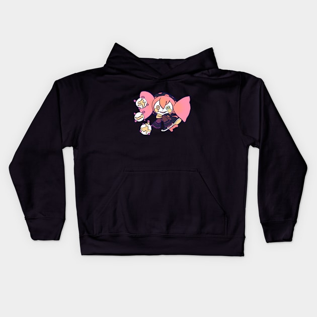 Mudwizard redraws pink pastel bebe with Japanese word cheese/ madoka magica Kids Hoodie by mudwizard